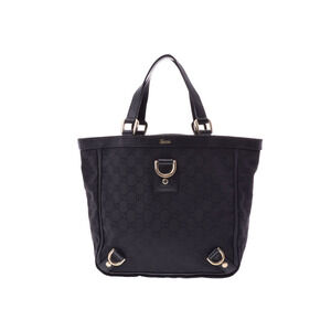 Gucci GG black canvas leather handbag